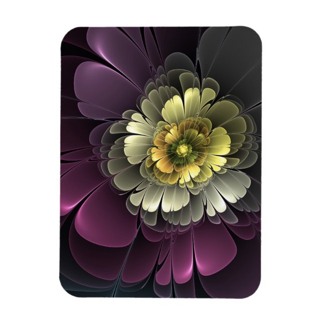 Magnet Flexible Abstract Modern Purpur Khaki Gray Fractal Flower (Vertical)