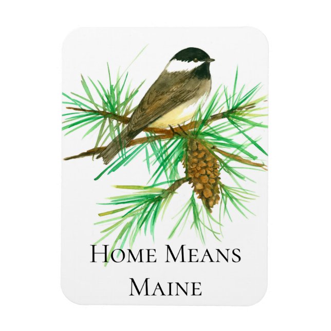 Magnet Flexible Accueil Moyens Maine Chickadee Bird Tassel Pinecon (Vertical)