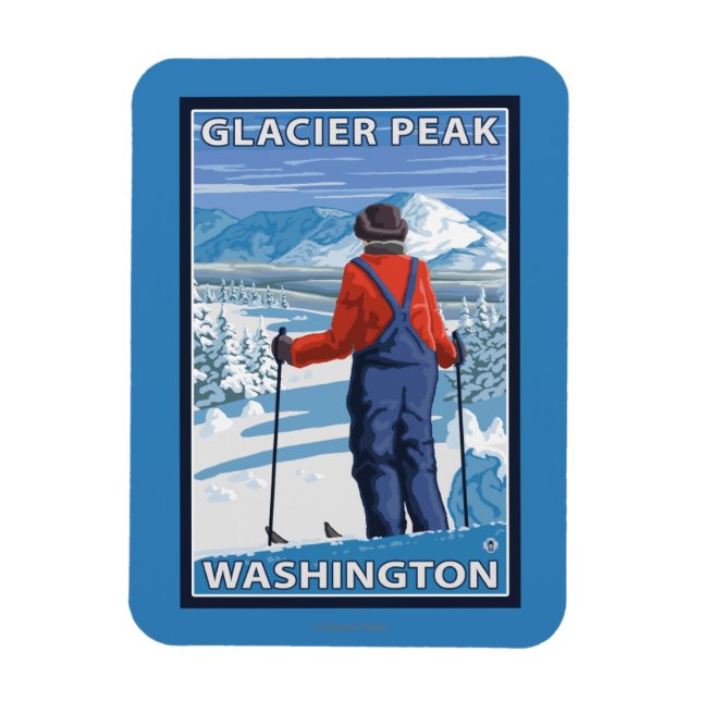 Magnet Flexible Admirant skieur - Glacier Peak, Washington (Vertical)