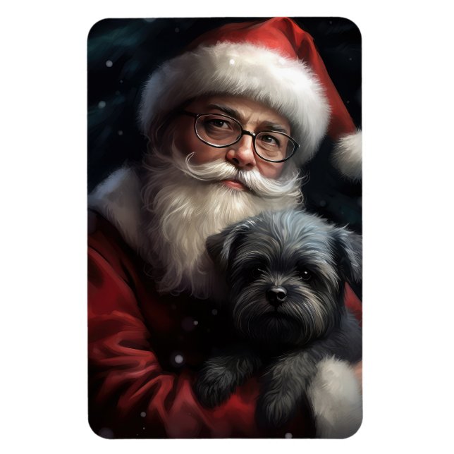 Magnet Flexible Affenpinscher avec Noël Festif du Père Noël (Vertical)