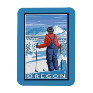 Magnet Flexible Affiche admirative de Vintage voyage de skieur