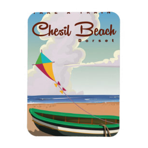 Magnet Flexible Affiche de dessin Vintage Chesil Beach Dorset.