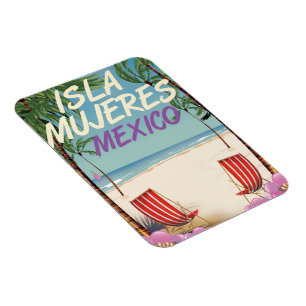 Magnet Flexible Affiche de plage d'Isla Mujeres Mexique