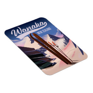 Magnet Flexible Affiche de ski de Wanaka en Nouvelle-Zélande