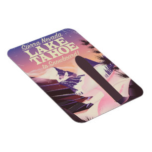 Magnet Flexible Affiche de snowboard Lake Tahoe Sierra Nevada USA