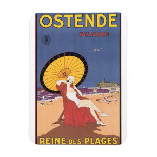 Magnet Flexible Affiche de Vintage voyage d'Ostende-Belgique