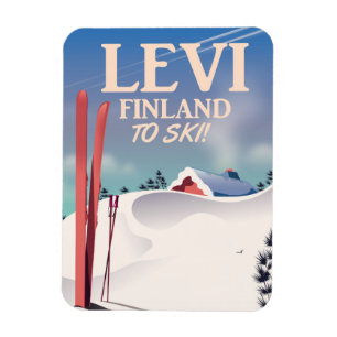 Magnet Flexible Affiche de voyage à ski à Levi, Finlande