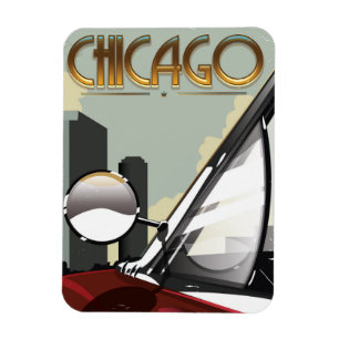 Magnet Flexible Affiche de voyage auto vintage de la ville de Chic