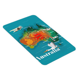 Magnet Flexible Affiche de voyage carte d'Australie