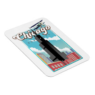 Magnet Flexible Affiche de voyage Chicago Illinois États-Unis