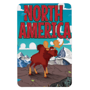 Magnet Flexible Affiche de voyage de dessin animé d'Amérique du No
