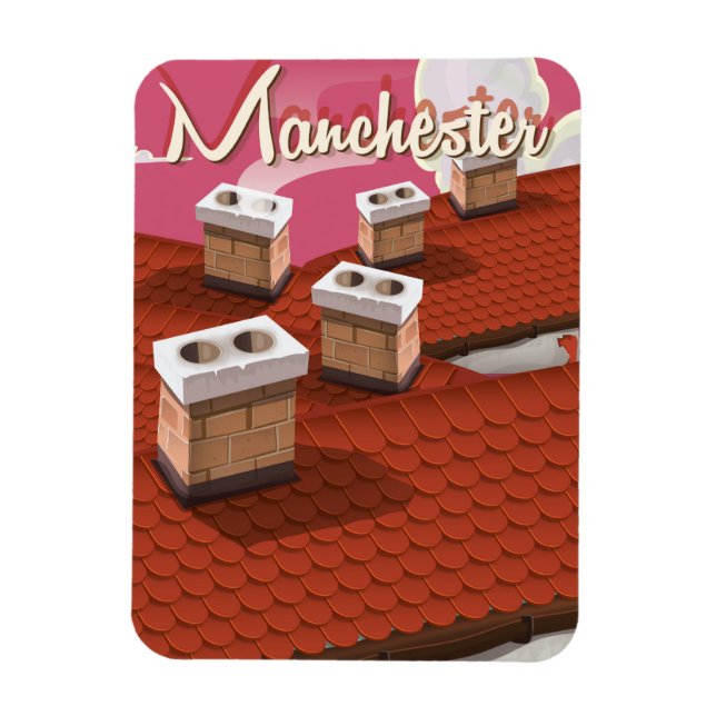 Magnet Flexible Affiche de voyage de dessin animé de Manchester, A (Vertical)