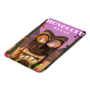 Magnet Flexible Affiche de voyage de masque facial d'Honolulu Hawa