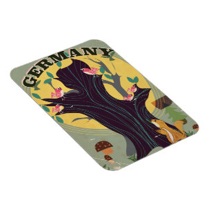 Magnet Flexible Affiche de voyage de paysage de dessin animé vinta