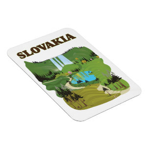Magnet Flexible Affiche de voyage de style vintage slovaque.