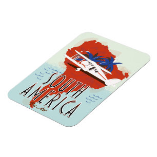 Magnet Flexible Affiche de voyage en Amérique du Sud par avion