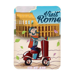 Magnet Flexible Affiche de voyage en bande dessinée Visite Rome