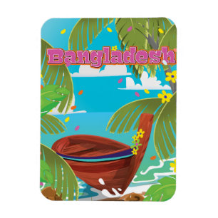 Magnet Flexible Affiche de voyage en cartoon du Bangladesh.