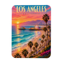 Affiche de voyage Los Angeles Californie Coucher d