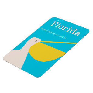 Magnet Flexible Affiche de voyage Pélican de Floride vintage
