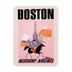 Magnet Flexible Affiche De Voyage Pour Allegheny Airlines À Boston