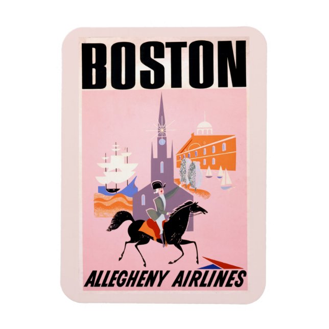 Magnet Flexible Affiche De Voyage Pour Allegheny Airlines À Boston (Vertical)