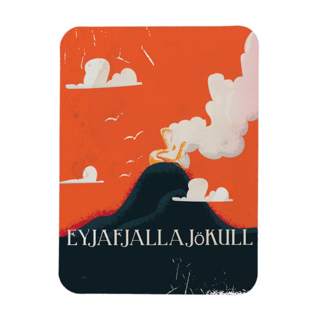 Magnet Flexible Affiche de voyage pour le volcan Eyjafjallajökull (Vertical)