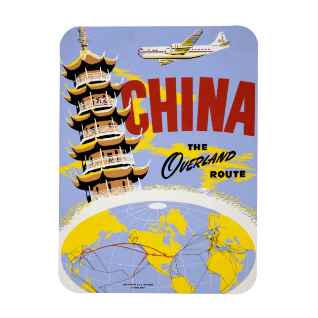 Magnet Flexible Affiche de voyage pour Northwest Orient Airlines (Vertical)