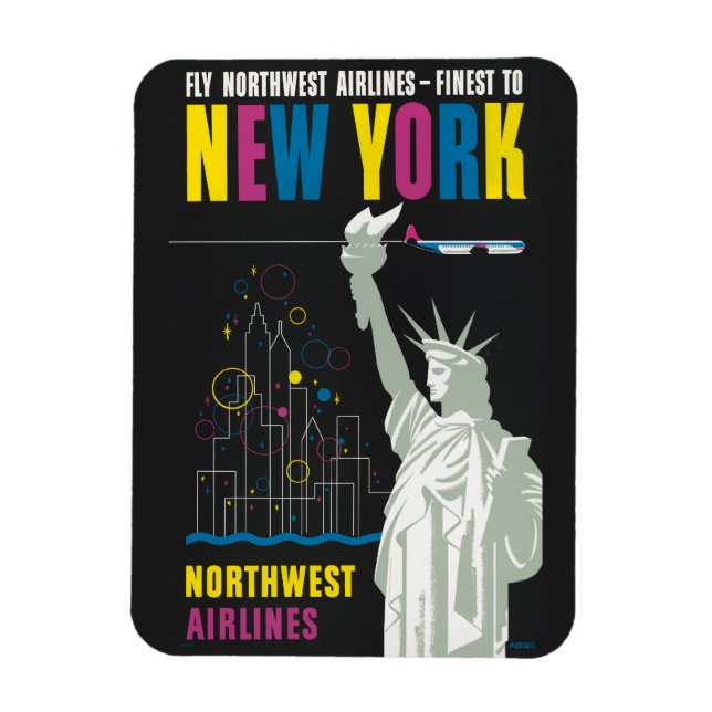 Magnet Flexible Affiche De Voyage Pour Vol Northwest Airlines (Vertical)
