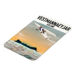 Magnet Flexible Affiche de voyage Vestmannaeyjar Islande.
