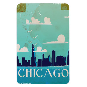 Magnet Flexible Affiche de voyage vintage de Chicago