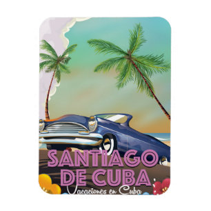 Magnet Flexible Affiche de voyage vintage de Santiago de Cuba