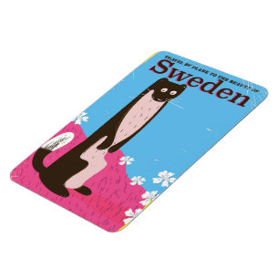 Magnet Flexible Affiche de voyage vintage de Suède dessin animé
