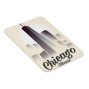 Magnet Flexible Affiche de voyage vintage des gratte-ciel de Chica