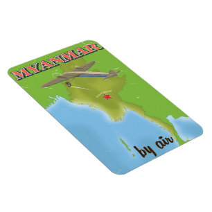 Magnet Flexible Affiche de voyage vintage Myanmar