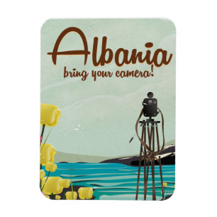 Magnet Flexible Affiche de voyage vintage sur le paysage albanais.
