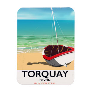 Magnet Flexible Affiche de voyage vintage Torquay Devon bord de me
