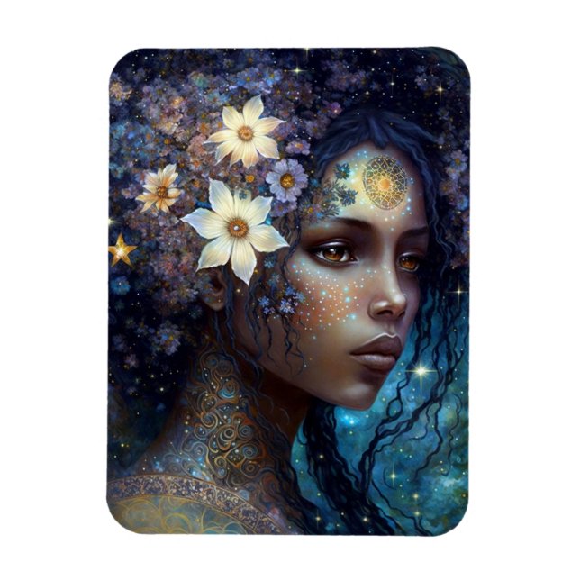 Magnet Flexible African American Black Goddess Queen Imaginaire Ar (Vertical)