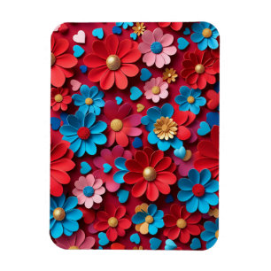 Magnet Flexible Agencement de fleurs et de cœurs