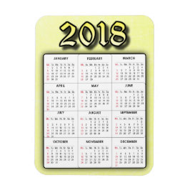Magnet Flexible Aimant Calendrier Jaune 2018