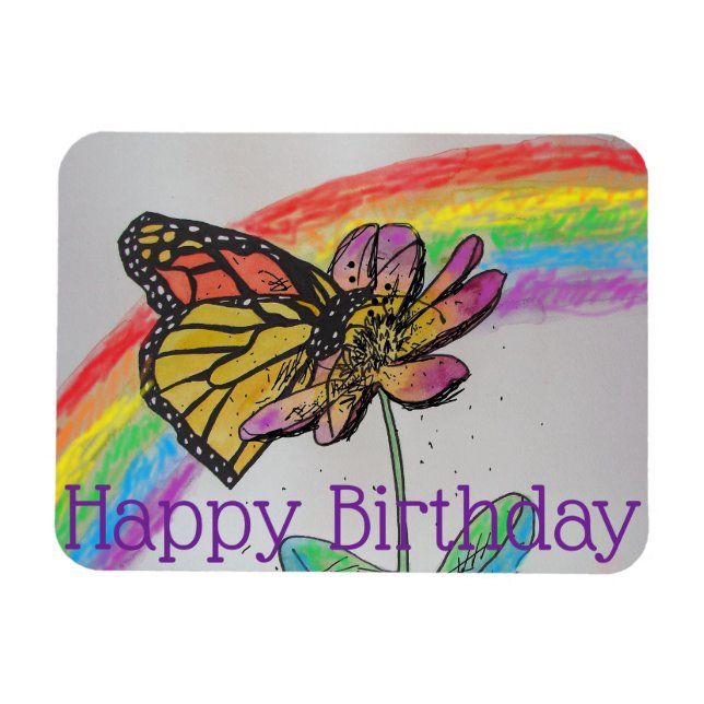 Magnet Flexible Aimant d'anniversaire avec papillon monarque arc-e (Horizontal)