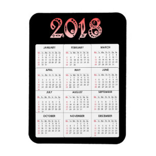 Magnet Flexible Aimant de calendrier du rouge 2018