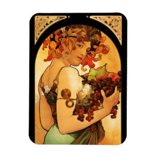 Magnet Flexible Aimant de fruit d'Alphonse Mucha