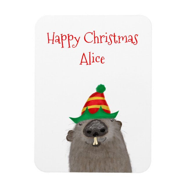 Magnet Flexible Aimant de Noël de marmotte de Noël personnalisé (Vertical)