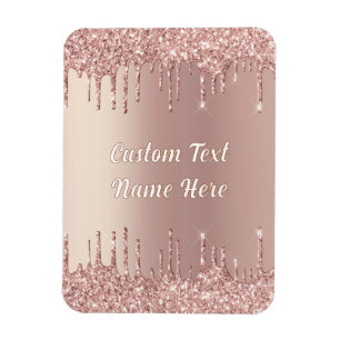 Magnet Flexible Aimant de Parties scintillant or rose avec nom de