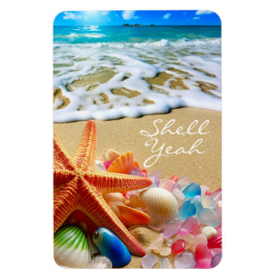 Magnet Flexible Aimant de plage avec coquillages et verre de mer