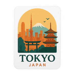 Magnet Flexible Aimant de voyage souvenir Tokyo Japon minimaliste