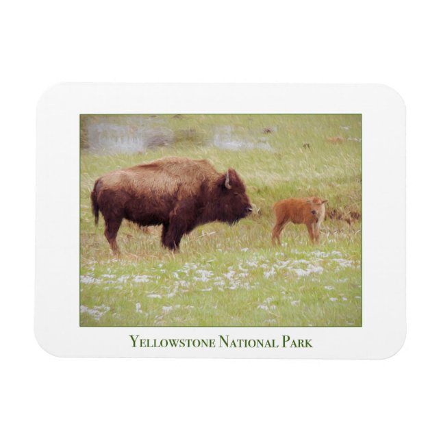 Magnet Flexible Aimant du parc national de Yellowstone avec bison  (Horizontal)