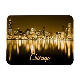 Magnet Flexible aimant en or Chicago skyline