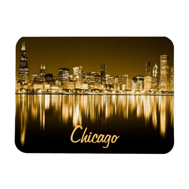 Magnet Flexible aimant en or Chicago skyline (Horizontal)